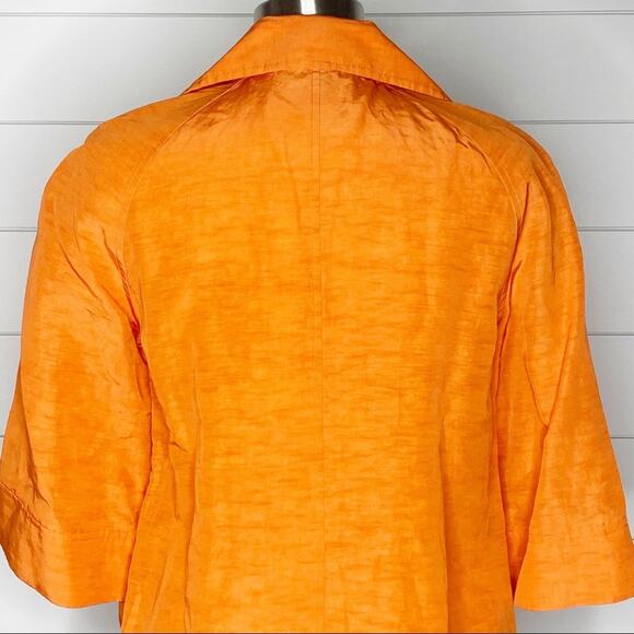 Lafayette 148 NY Linen Blend Collared Full Zip Jacket Orange Size 4 - Picture 7 of 8